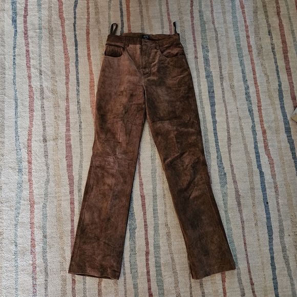 Suede, leather women's slacks/pants dark brown size 7, xoxo brand - Picture 1 of 5